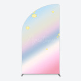 Aperturee - Aperturee Gold Stars Colorful Rainbow Birthday Half Moon Arch Backdrop